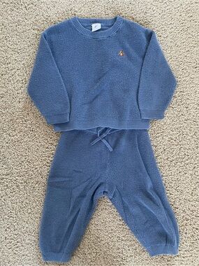 Baby GAP Blue Knit Crewneck Sweater and Pant Set